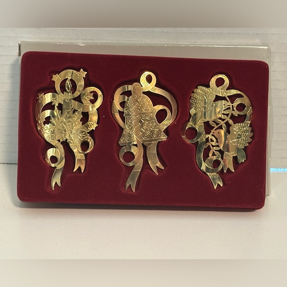 Vintage PartyLite Set of 3 Holiday Celebrations Pillar Candle Ornaments , NIB